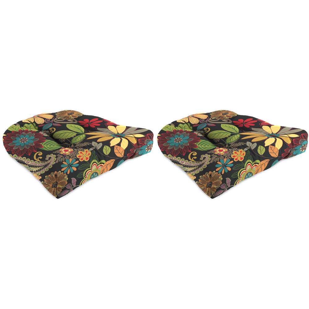 Gaya Pizzazz Multi Floral Tufted Outdoor Seat Cushion (2-Pack). Picture 1