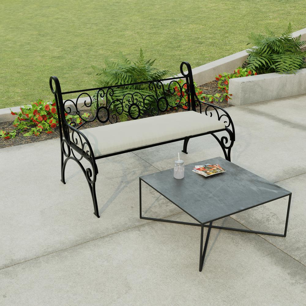 McHusk Stone Grey Solid Outdoor Settee Swing Bench Cushion with Ties. Picture 3