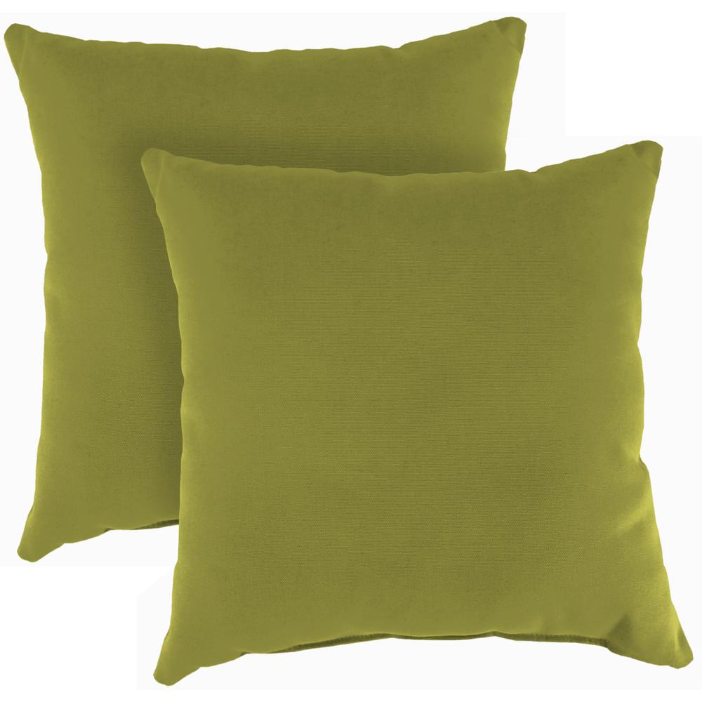 Veranda Kiwi Green Solid Square Knife Edge Outdoor Throw Pillows (2-Pack). Picture 1