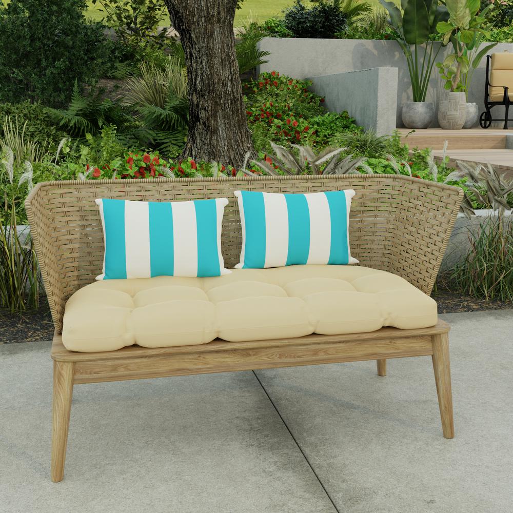Cabana Turquoise Stripe Outdoor Lumbar Throw Pillows (2-Pack). Picture 3