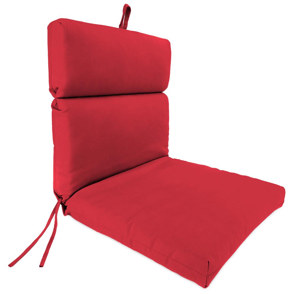 Sunbrella Canvas Blush Red Solid French Edge Outdoor Chair Cushion with Ties. Picture 1