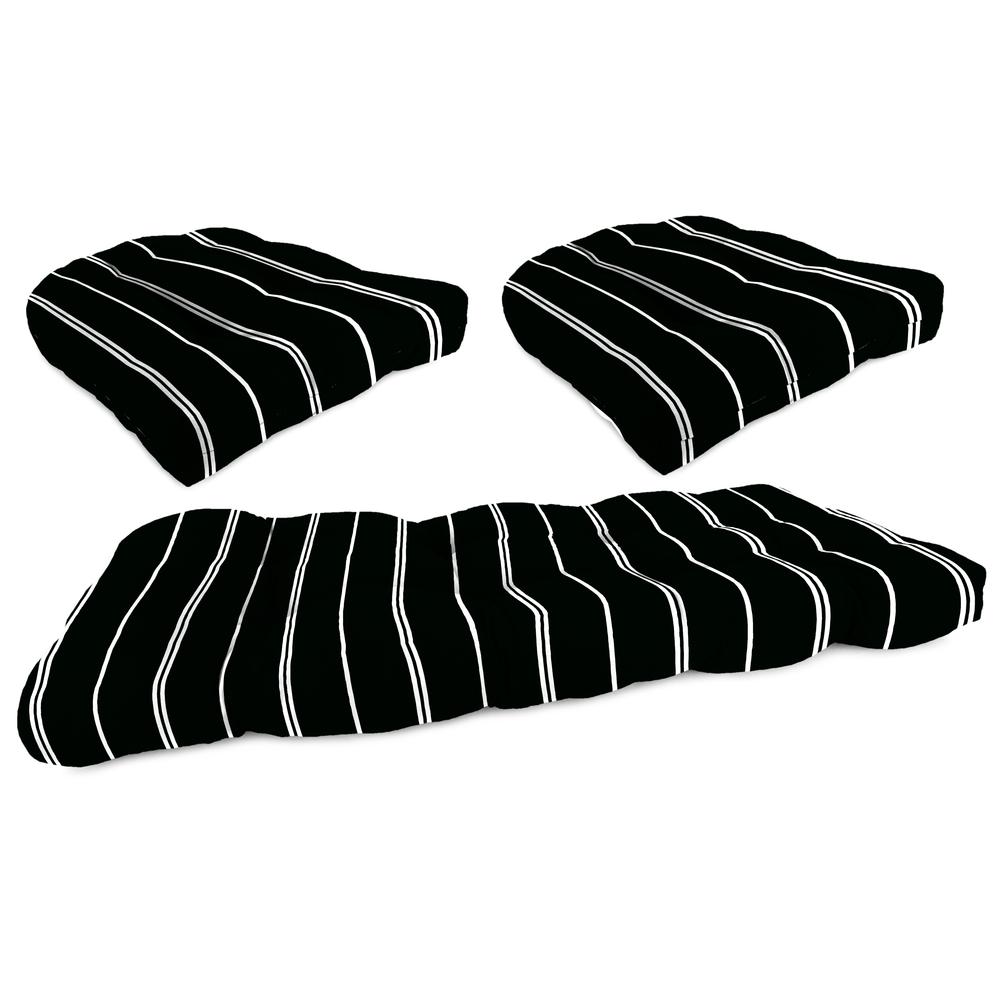 3-Piece Pursuit Shadow Black Stripe Tufted Outdoor Cushion Set. Picture 1