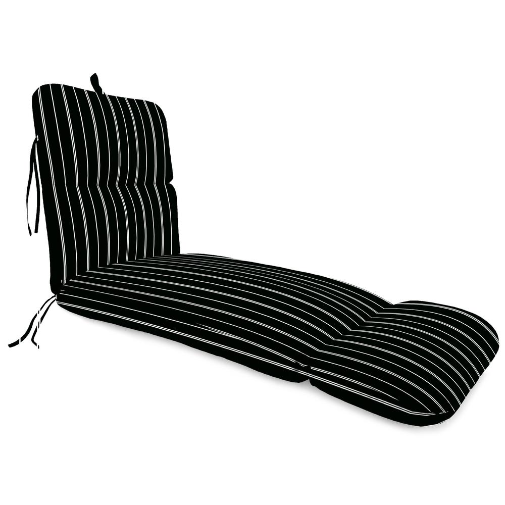 Pursuit Shadow Black Stripe Outdoor Cushion with Ties and Hanger Loop. Picture 1