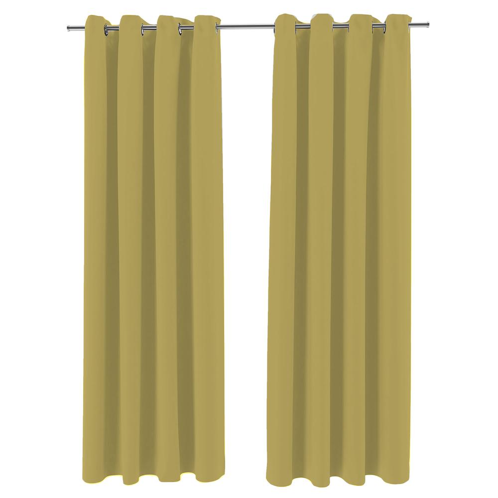 Khaki Solid Grommet Semi-Sheer Outdoor Curtain Panel (2-Pack). Picture 1