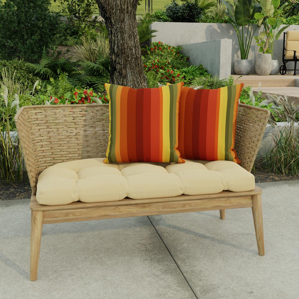 Islip Cayenne Maroon Stripe Square Knife Edge Outdoor Throw Pillows (2-Pack). Picture 3