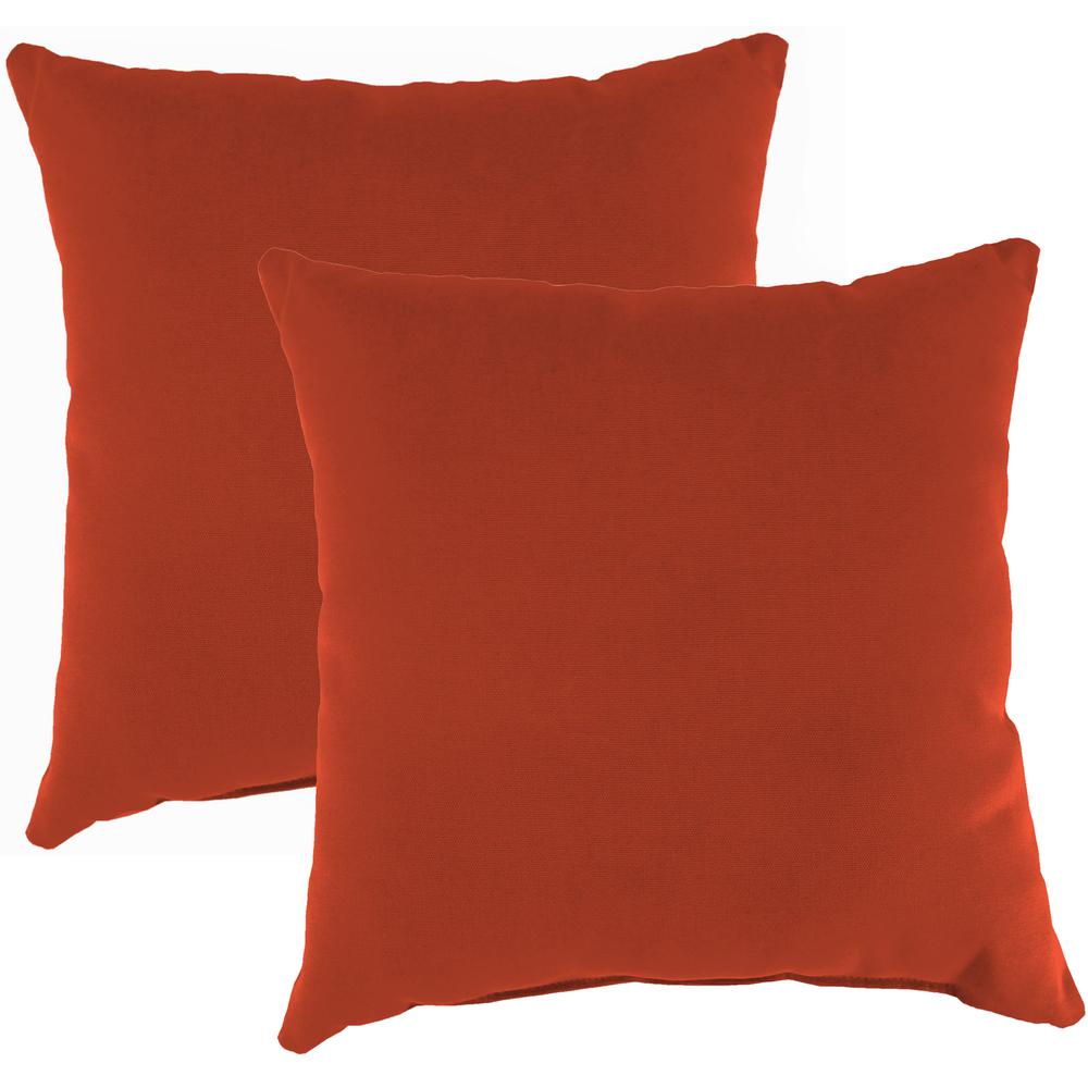 Canvas Terracotta Red Solid Square Knife Edge Outdoor Throw Pillows (2-Pack). Picture 1