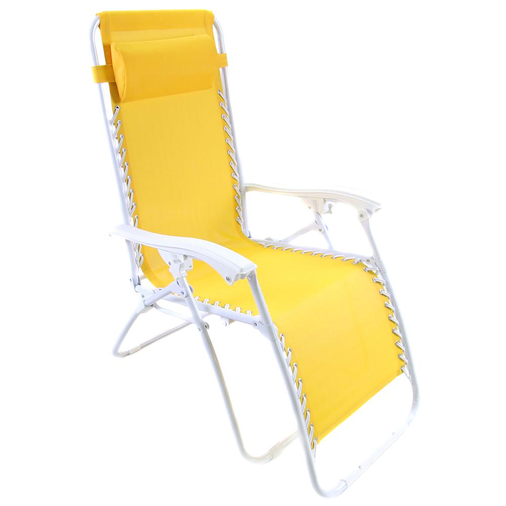 Yellow Solid Zero Gravity Outdoor Lounge Chair Recliner. Picture 1