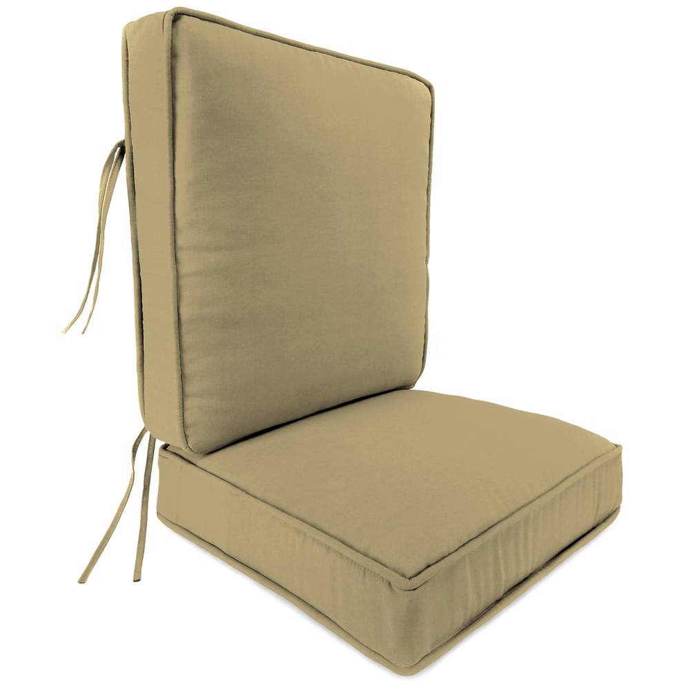 2-Piece Heather Beige Solid Outdoor Chair Seat and Back Cushion Set and Welt. Picture 1