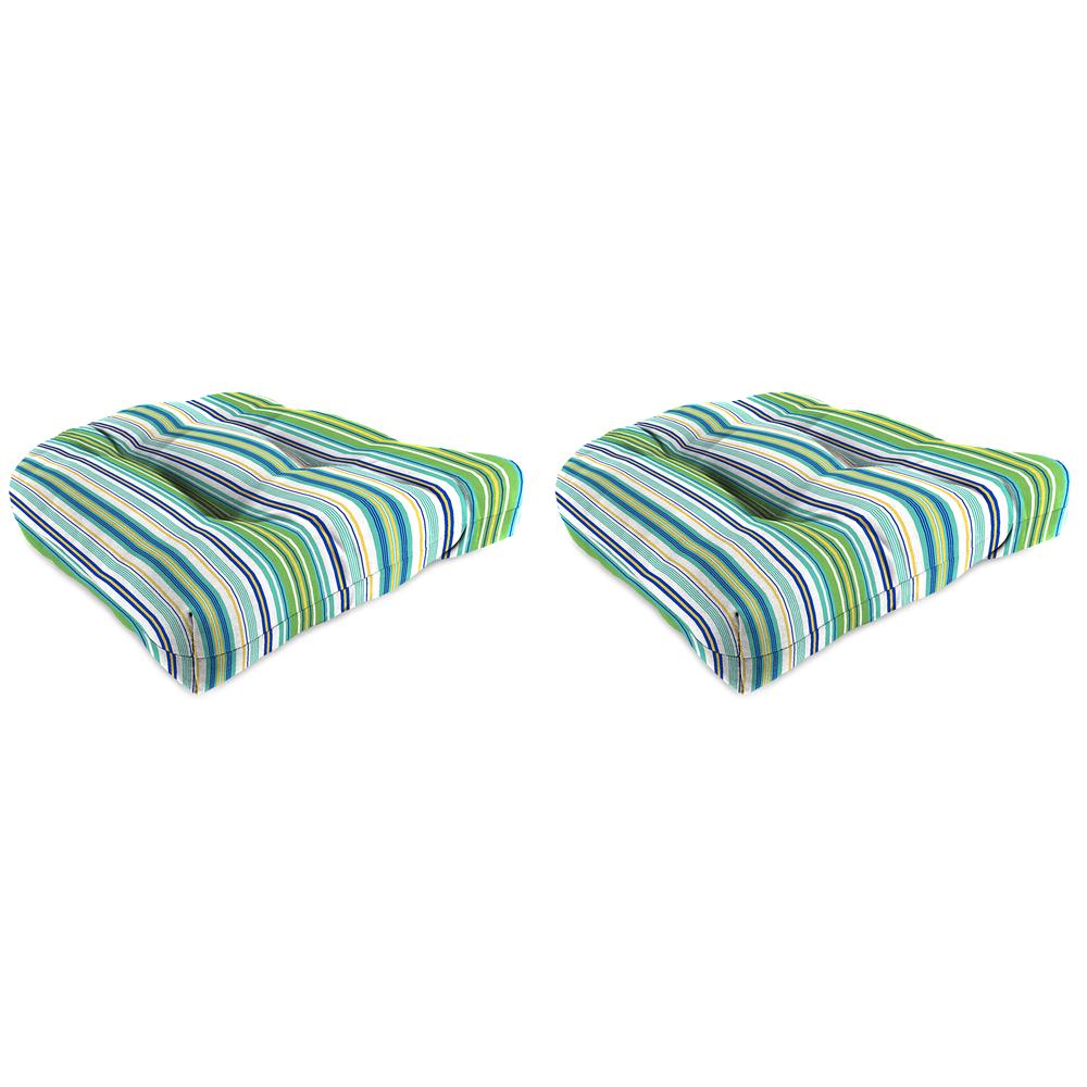 Clique Fresco Blue Stripe Tufted Outdoor Seat Cushion (2-Pack). Picture 1