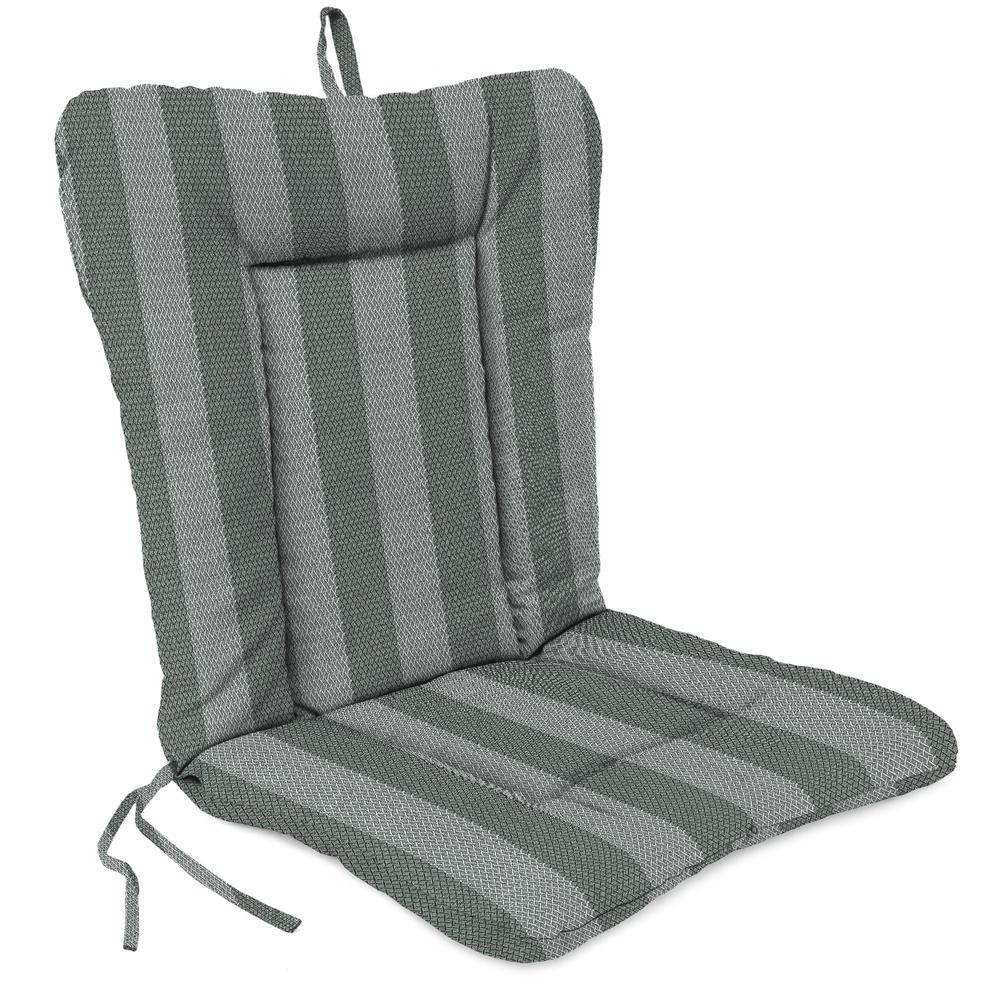 Conway Smoke Grey Stripe Outdoor Chair Cushion with Ties and Hanger Loop. Picture 1