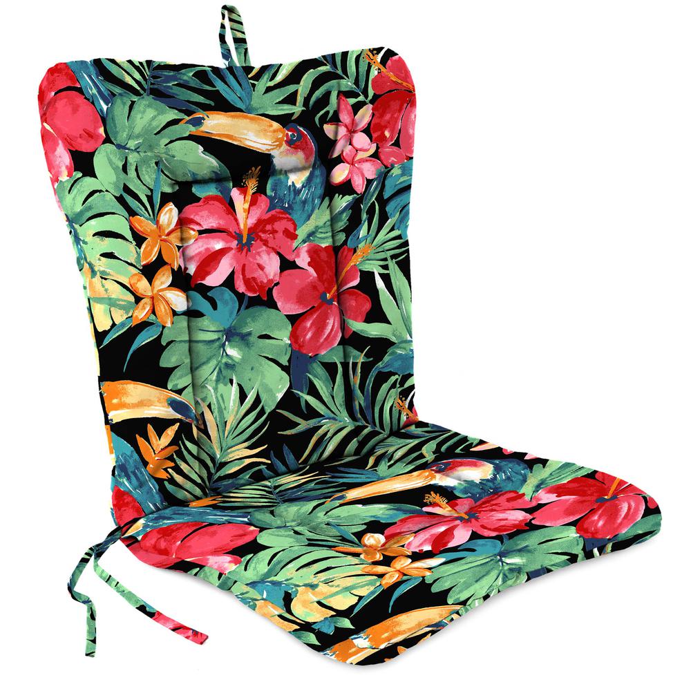 Rani Citrus Black Tropical Outdoor Chair Cushion with Ties and Hanger Loop. Picture 1