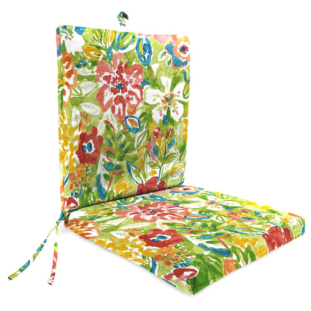 Sun River Garden Multi Floral French Edge Outdoor Chair Cushion with Ties. Picture 1
