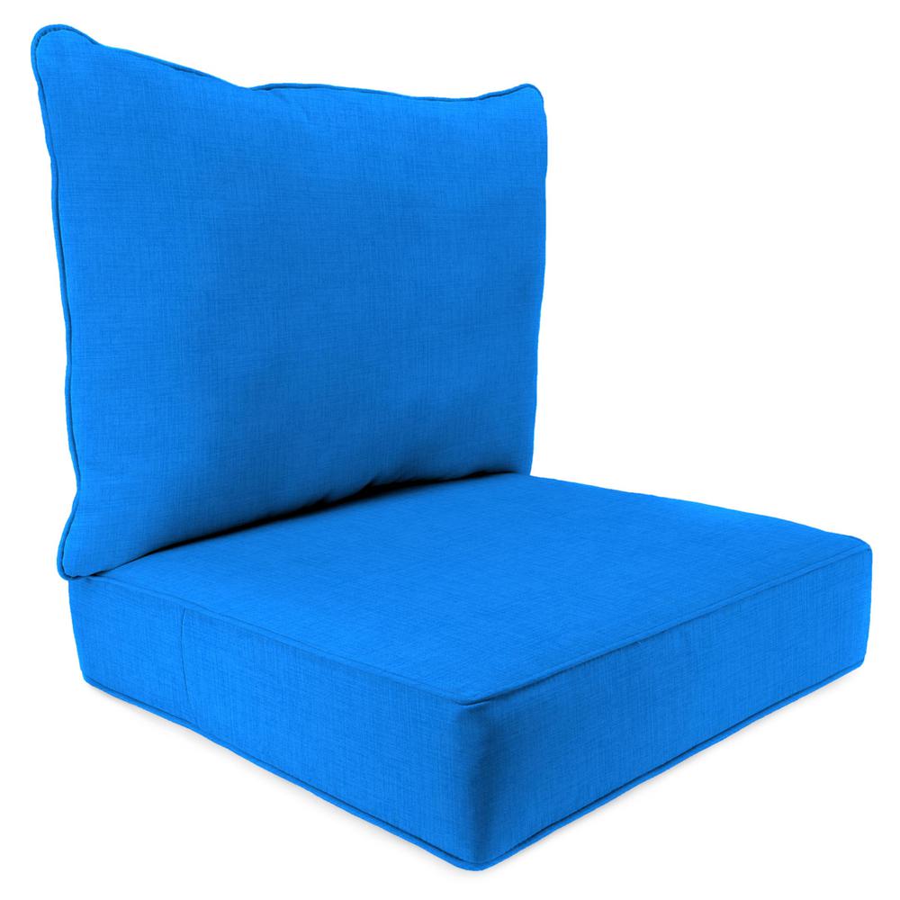 Celosia Princess Blue Outdoor Chair Seat and Back Cushion Set with Welt. Picture 1