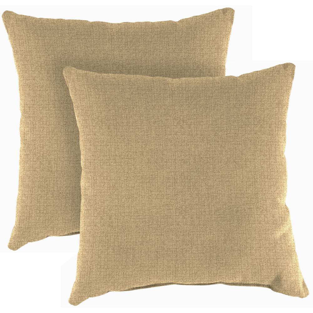 McHusk Birch Beige Solid Square Knife Edge Outdoor Throw Pillows (2-Pack). Picture 1