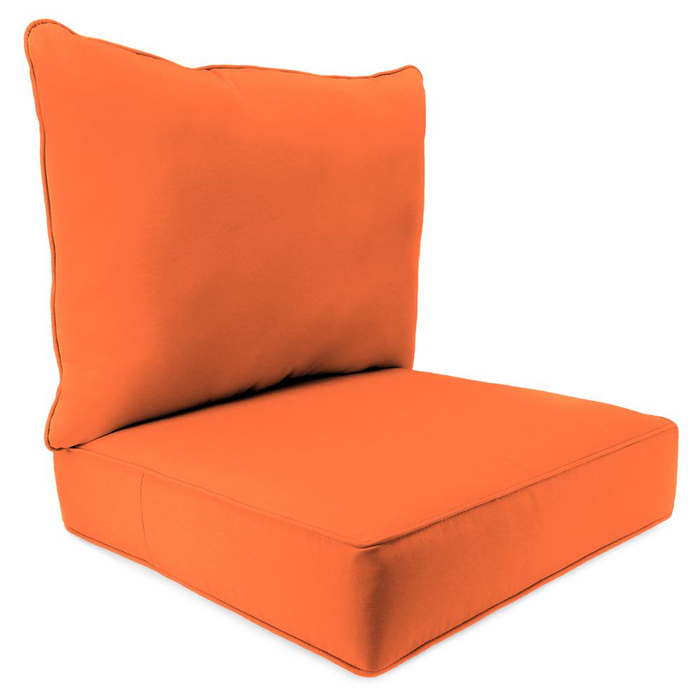 Sunbrella Canvas Tuscan Orange Outdoor Chair Seat and Back Cushion Set with Welt. Picture 1