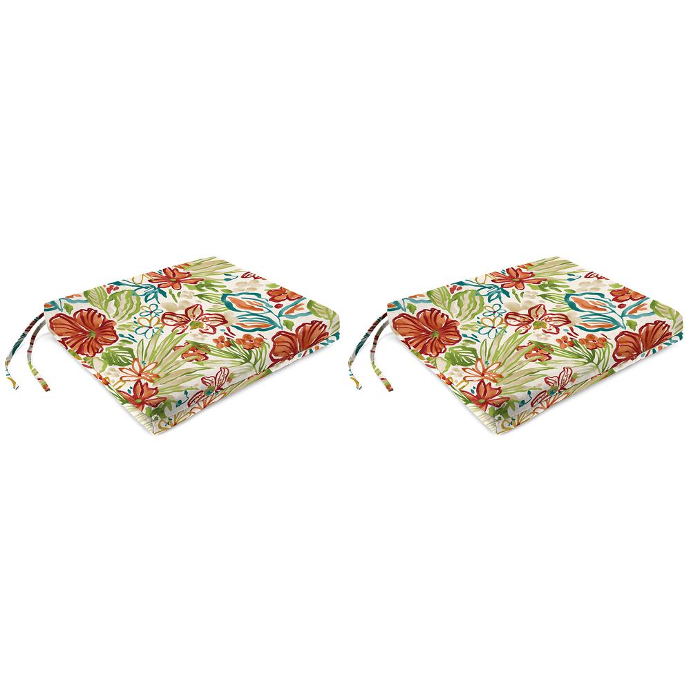 Valeda Breeze Multi Floral Outdoor Chair Pads Seat Cushions with Ties (2-Pack). Picture 1