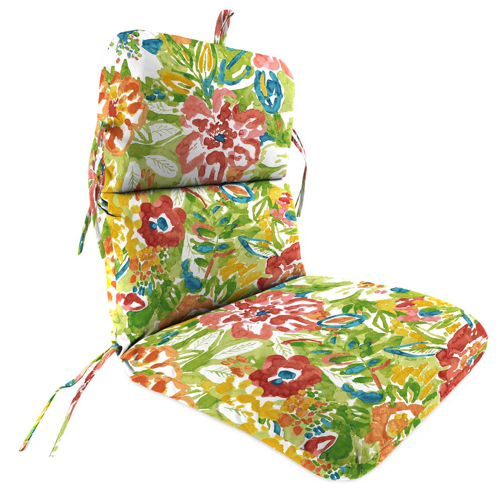 Sun River Garden Multi Floral Outdoor Chair Cushion with Ties and Hanger Loop. Picture 1