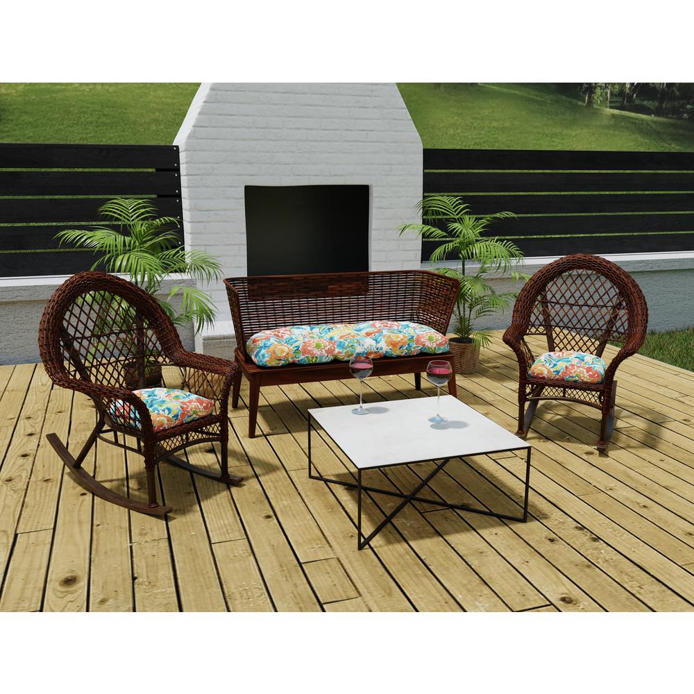 3-Piece Sun River Sky Multi Floral Tufted Outdoor Cushion Set. Picture 3