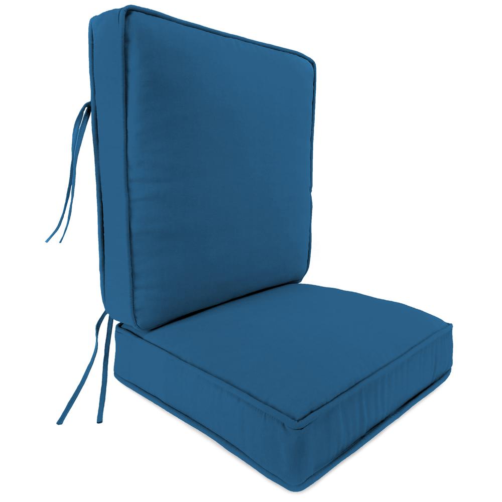 2-Piece Canvas Regatta Blue Solid Outdoor Chair Seat and Back Cushion Set. Picture 1