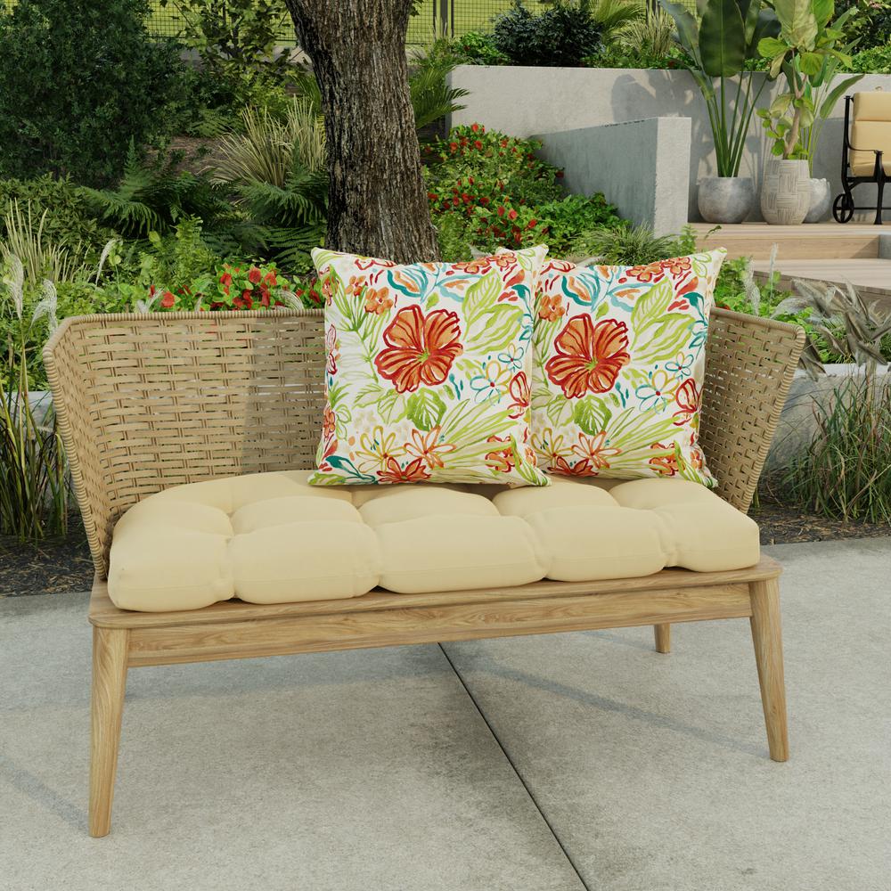 Valeda Breeze Multi Floral Square Knife Edge Outdoor Throw Pillows (2-Pack). Picture 3