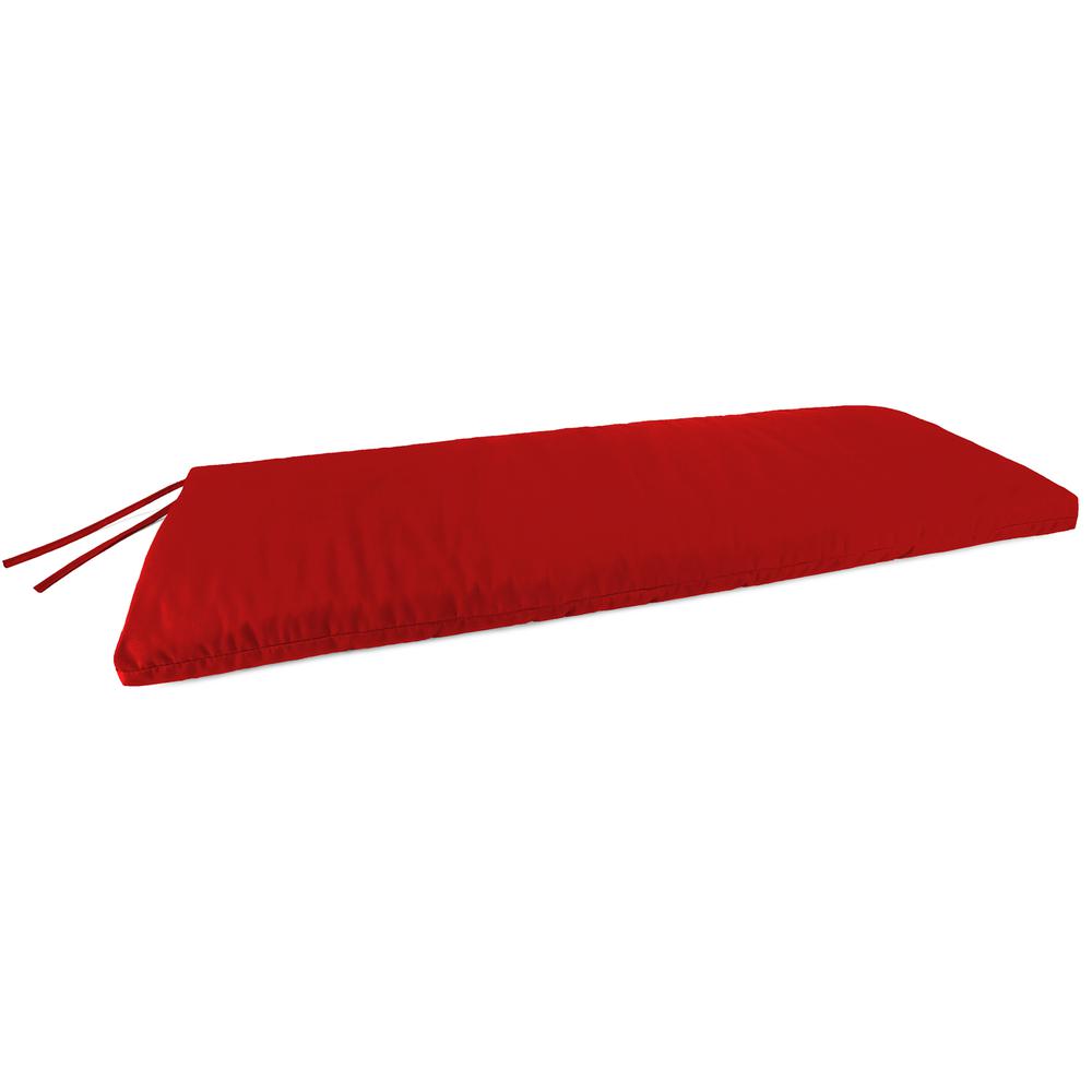Sunbrella Canvas Logo Red Solid Outdoor Settee Swing Bench Cushion with Ties. Picture 1