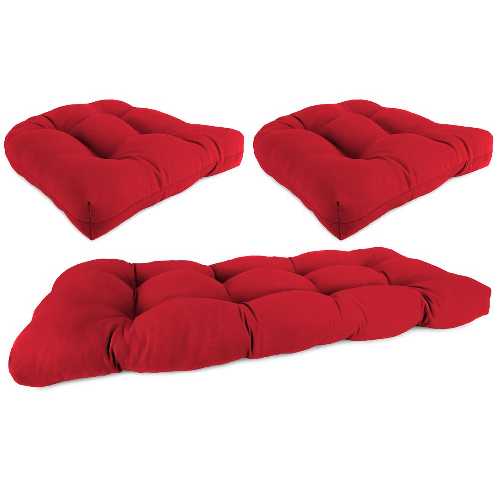 3 Piece Wicker Set, 1 Settee & 2 Seats, Red color. Picture 1