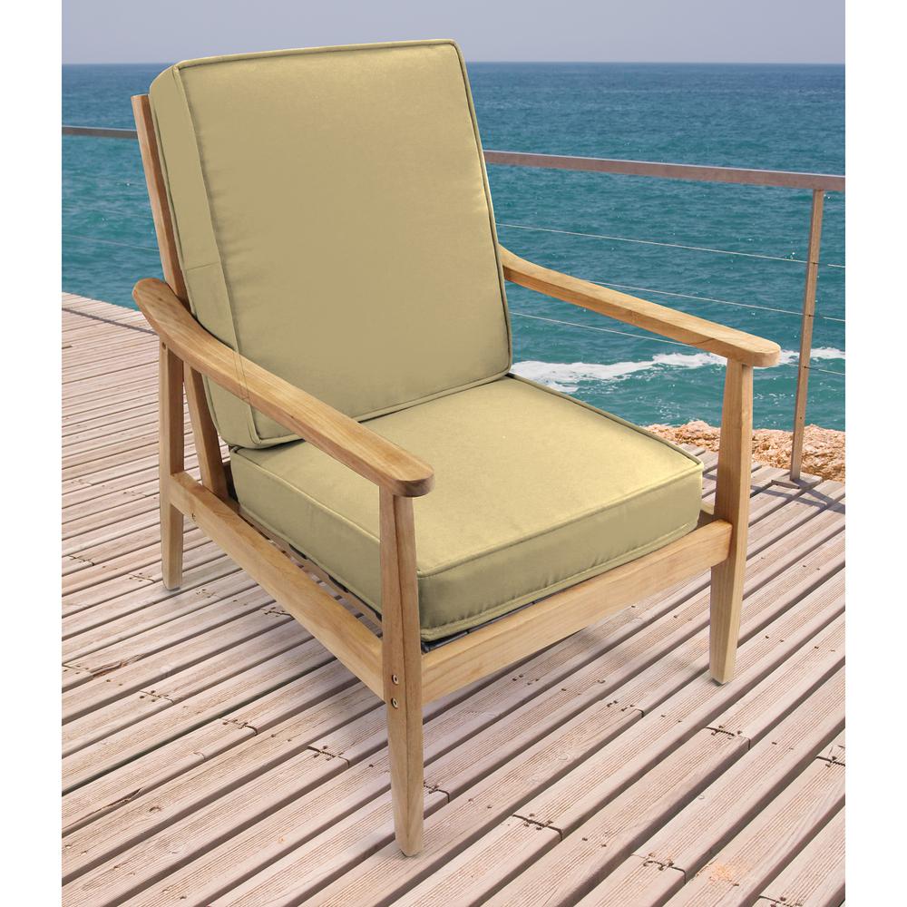 2-Piece Heather Beige Solid Outdoor Chair Seat and Back Cushion Set and Welt. Picture 3