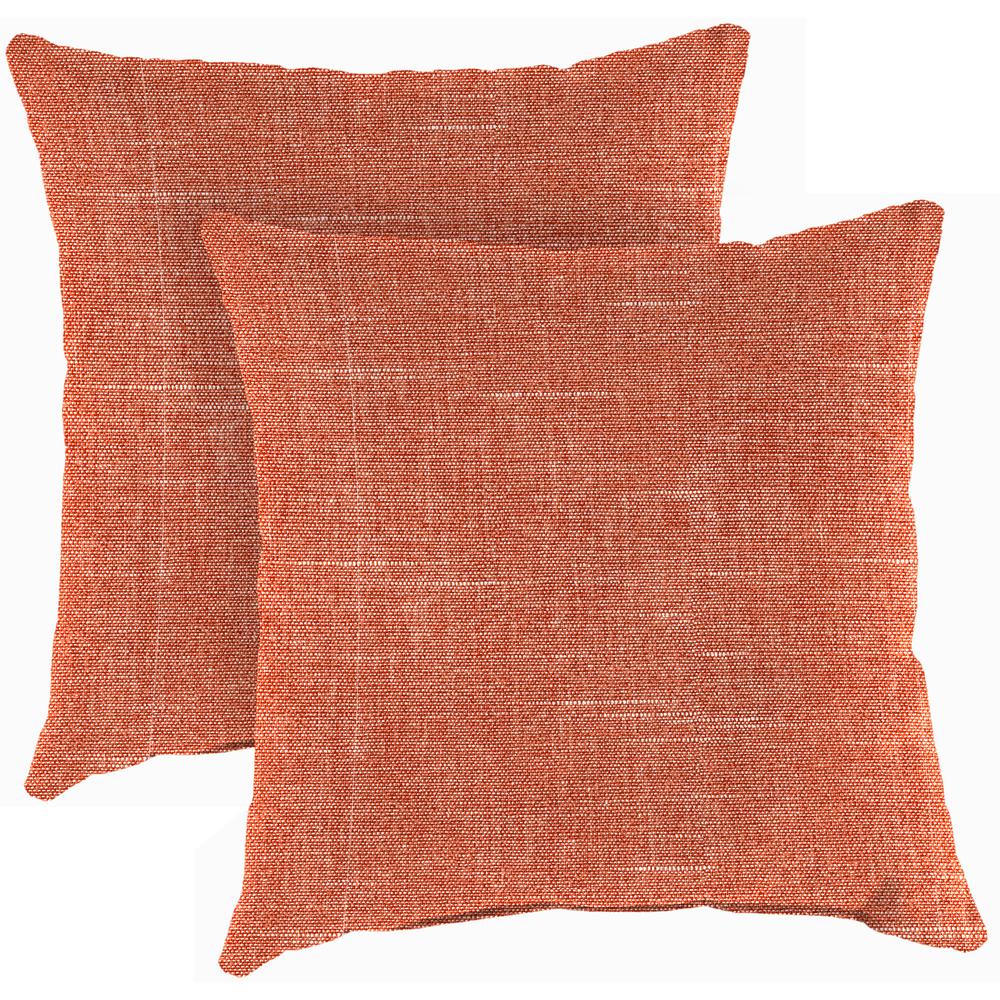 Tory Sunset Orange Solid Square Knife Edge Outdoor Throw Pillows (2-Pack). Picture 1