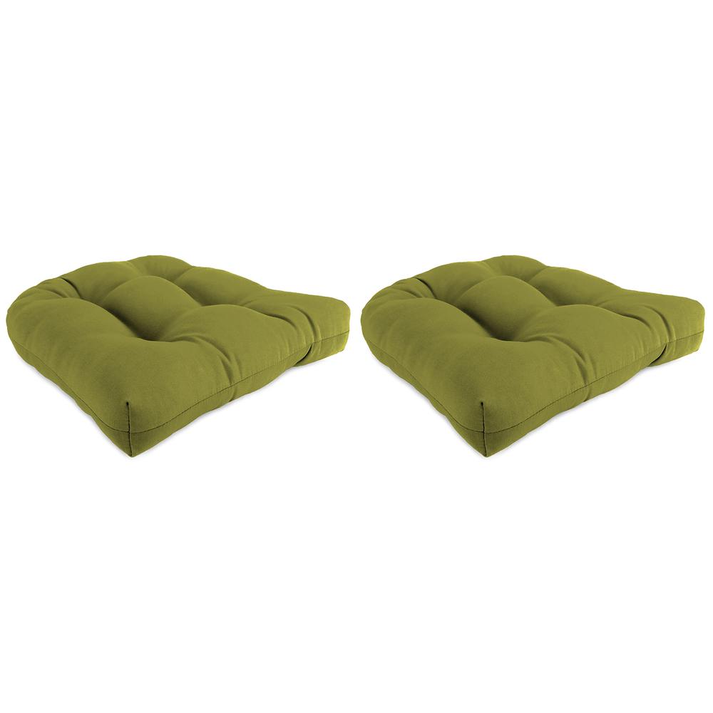 Veranda Kiwi Green Solid Tufted Outdoor Seat Cushion (2-Pack). Picture 1