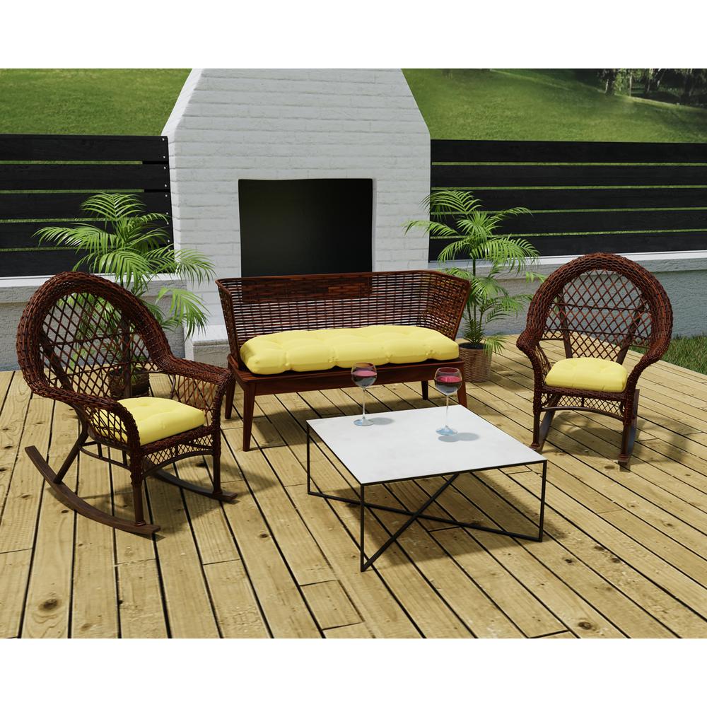 3-Piece Sunray Yellow Solid Tufted Outdoor Cushion Set. Picture 3