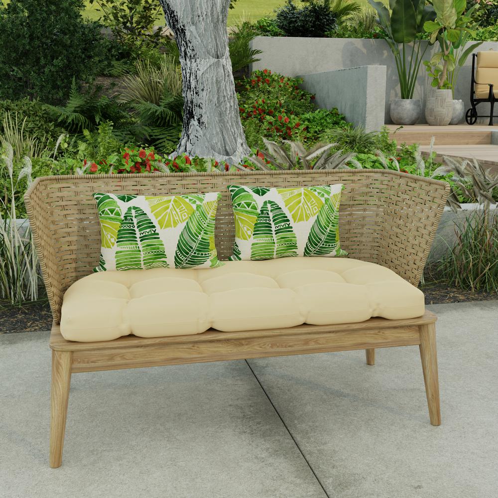 Hixon Palm Green Leaves Outdoor Lumbar Throw Pillows (2-Pack). Picture 3