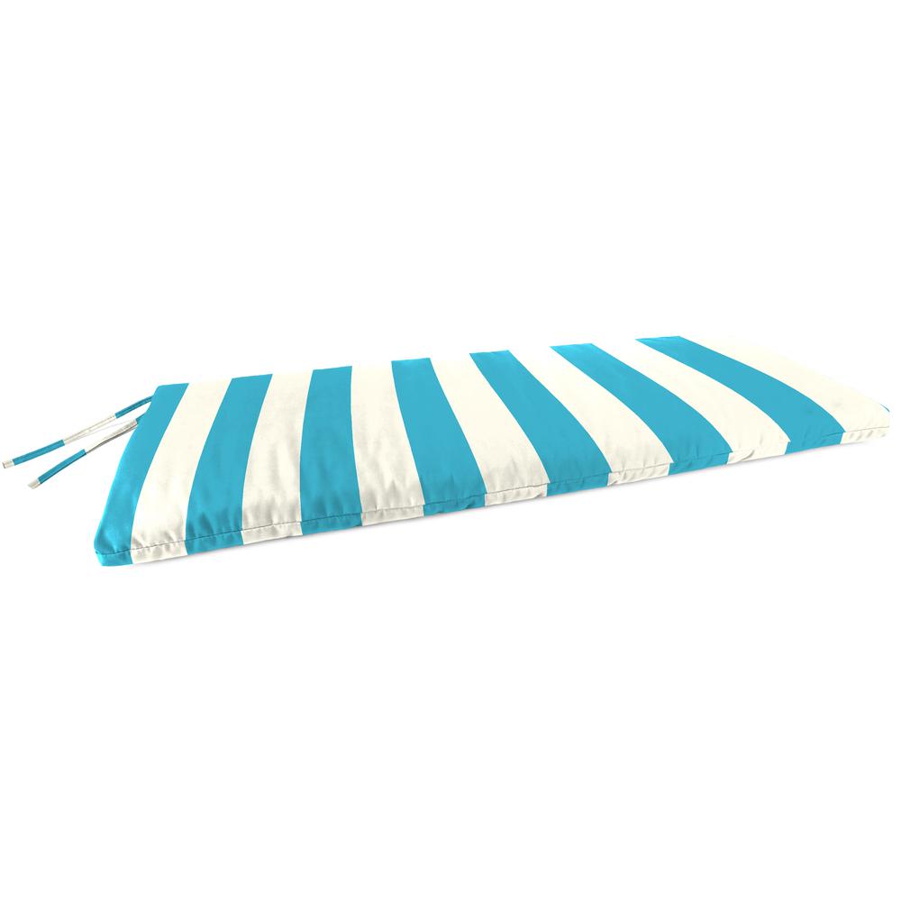 Cabana Turquoise Stripe Outdoor Settee Swing Bench Cushion with Ties. Picture 1