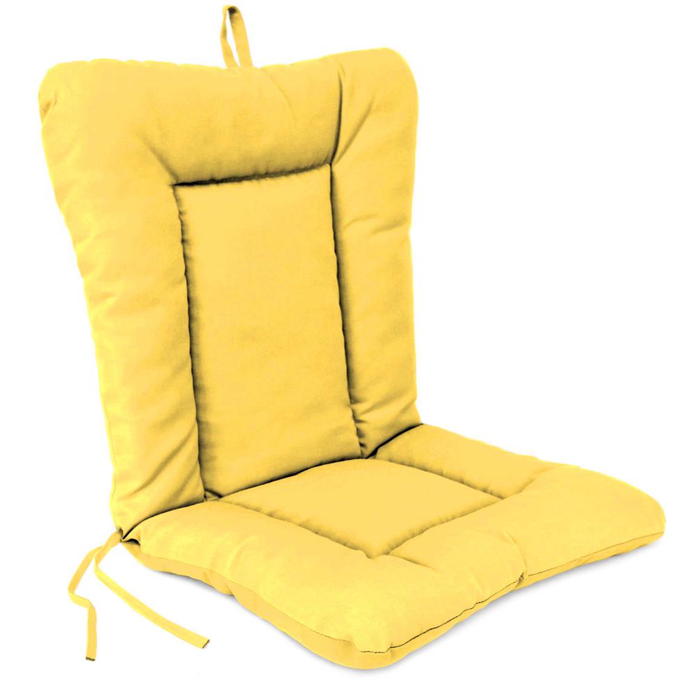 Sunray Yellow Solid Outdoor Chair Cushion with Ties and Hanger Loop. Picture 1