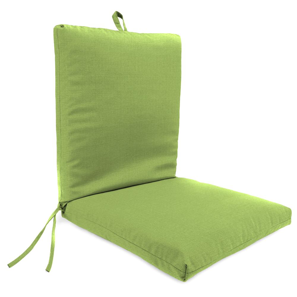 McHusk Leaf Green Solid Rectangular French Edge Outdoor Chair Cushion with Ties. Picture 1