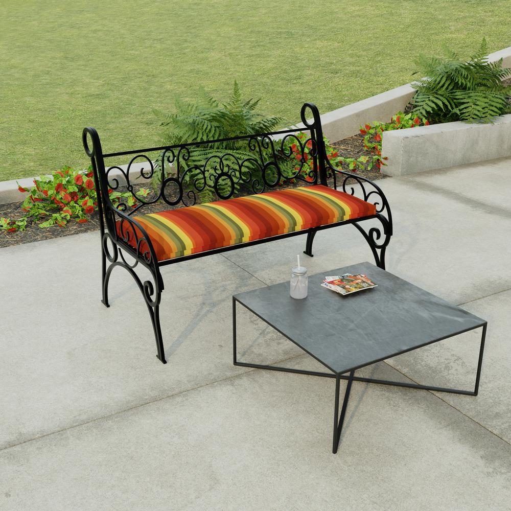 Islip Cayenne Maroon Stripe Outdoor Settee Swing Bench Cushion with Ties. Picture 3