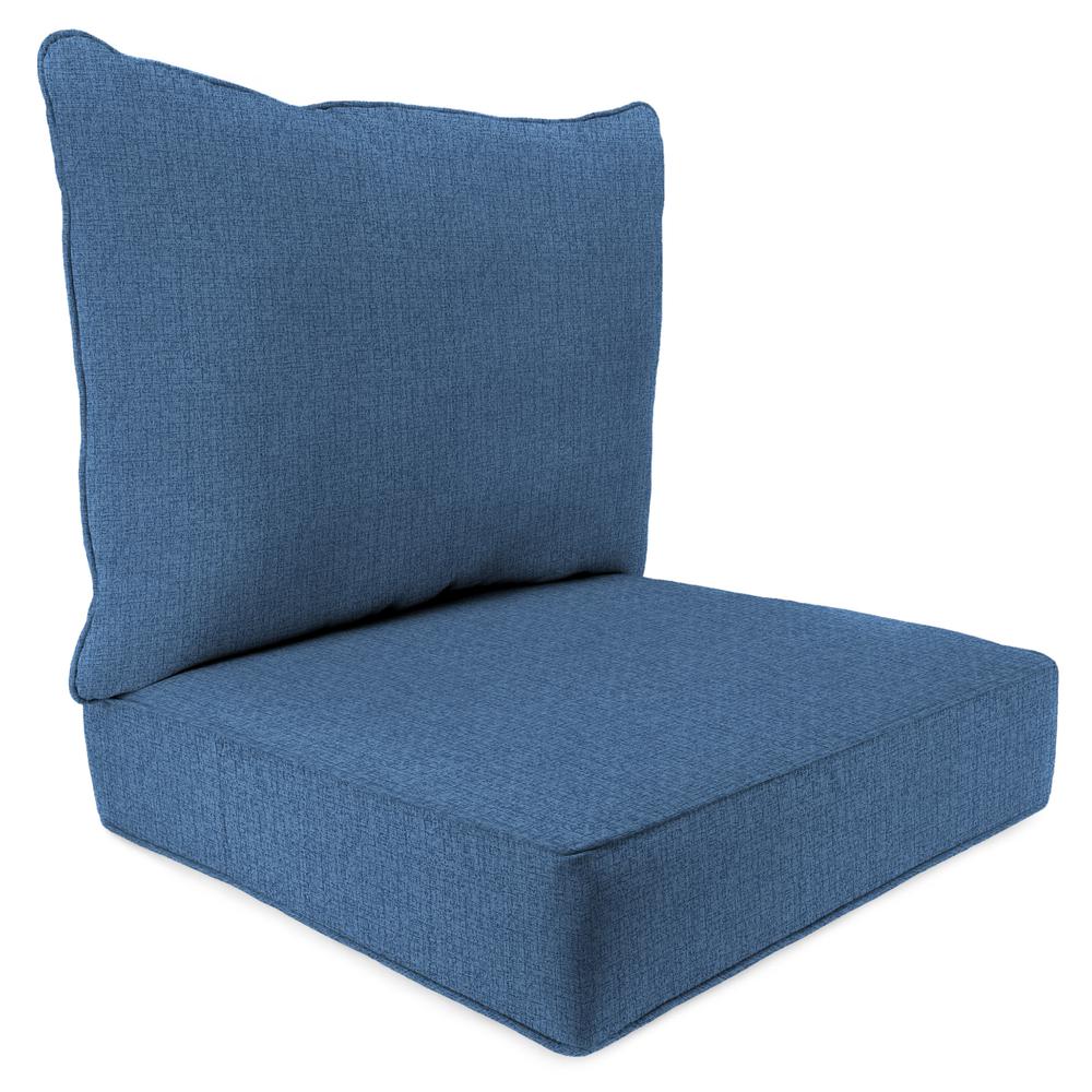 McHusk Capri Blue Outdoor Deep Seating Chair Seat and Back Cushion Set with Welt. Picture 1