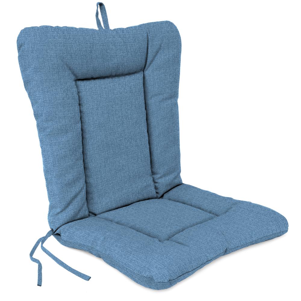 McHusk Chambray Blue Solid Outdoor Chair Cushion with Ties and Hanger Loop. Picture 1