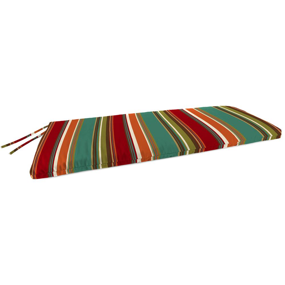 Westport Teal Multi Stripe Outdoor Settee Swing Bench Cushion with Ties. Picture 1