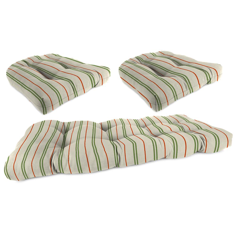 3-Piece Gallan Cedar Grey Stripe Tufted Outdoor Cushion Set. Picture 1