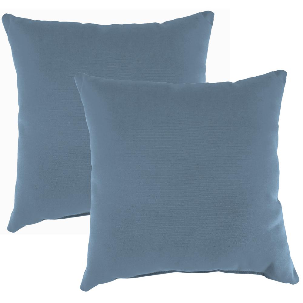 Spectrum Denim Blue Solid Square Knife Edge Outdoor Throw Pillows (2-Pack). Picture 1