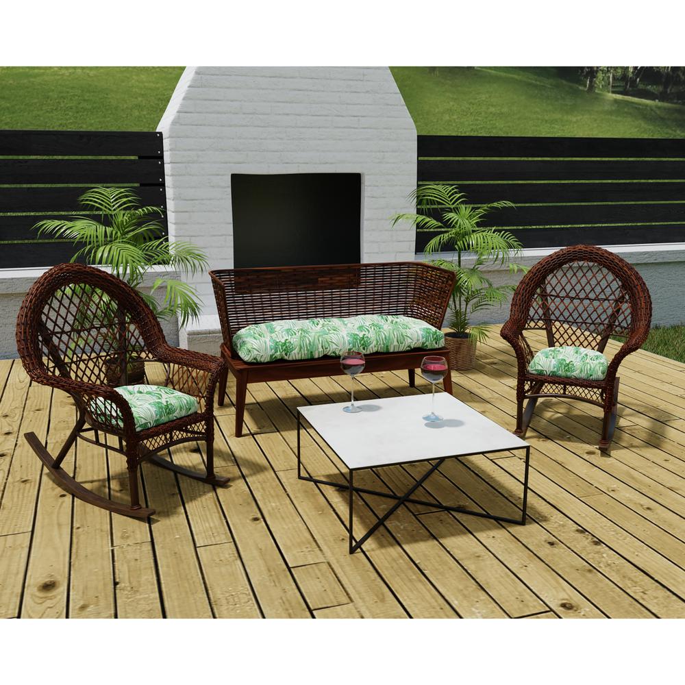 3-Piece Bryann Tortoise Green Tropical Tufted Outdoor Cushion Set. Picture 3
