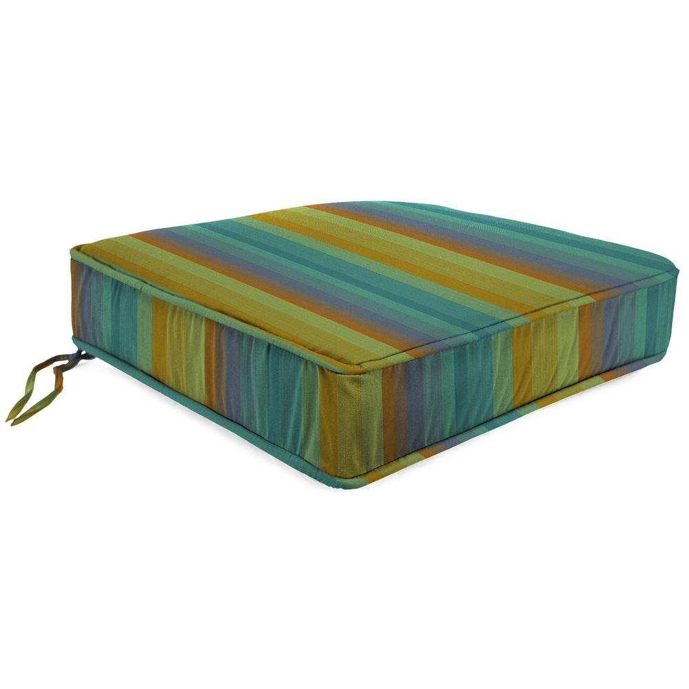 Astoria Lagoon Multi Stripe Boxed Edge Outdoor Deep Seat Cushion and Welt. Picture 1