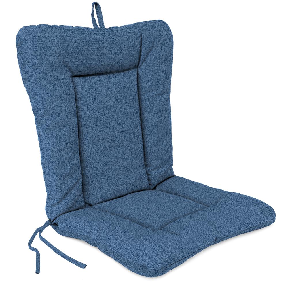 McHusk Capri Blue Solid Outdoor Chair Cushion with Ties and Hanger Loop. Picture 1