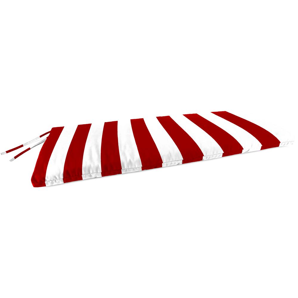 Cabana Red Stripe Outdoor Settee Swing Bench Cushion with Ties. Picture 1