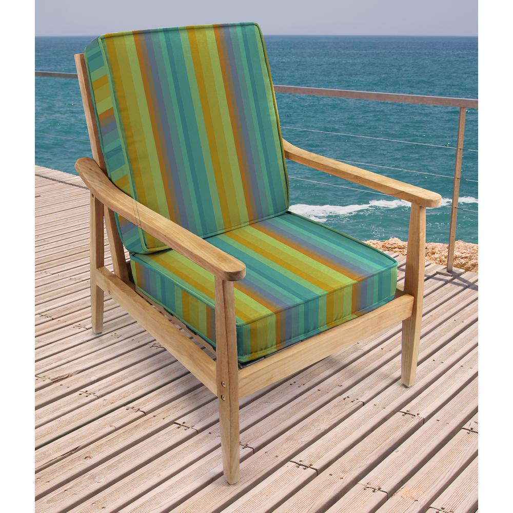 2-Piece Astoria Lagoon Multi Stripe Outdoor Chair Seat and Back Cushion Set. Picture 3