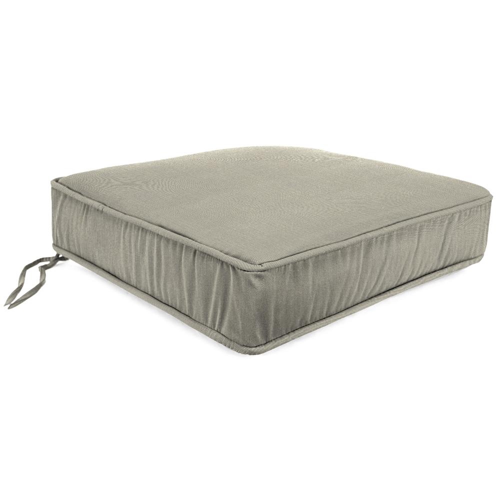 Spectrum Dove Beige Solid Boxed Edge Outdoor Deep Seat Cushion and Welt. Picture 1