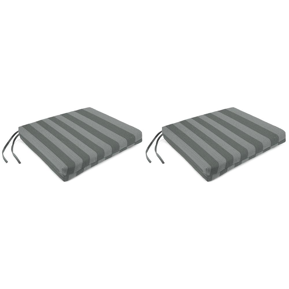 Conway Smoke Grey Stripe Outdoor Chair Pads Seat Cushions with Ties (2-Pack). Picture 1