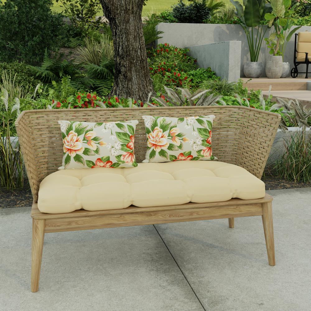 Tori Cedar Grey Floral Outdoor Lumbar Throw Pillows (2-Pack). Picture 3