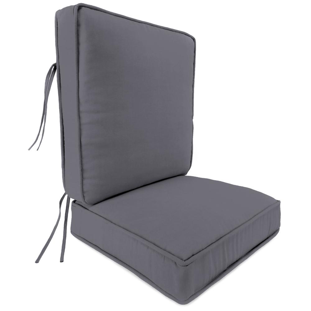 2-Piece Canvas Charcoal Grey Solid Outdoor Chair Seat and Back Cushion Set. Picture 1