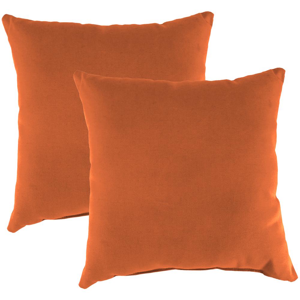 Spectrum Cayenne Orange Solid Square Knife Edge Outdoor Throw Pillows (2-Pack). Picture 1